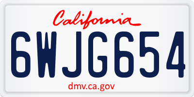 CA license plate 6WJG654