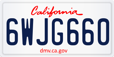 CA license plate 6WJG660