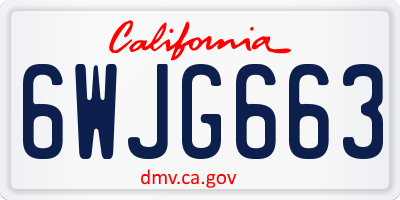 CA license plate 6WJG663