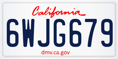 CA license plate 6WJG679