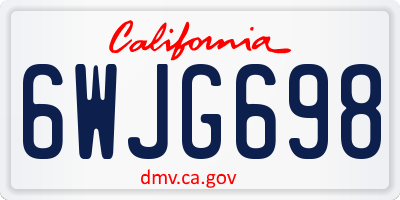 CA license plate 6WJG698