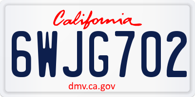 CA license plate 6WJG702