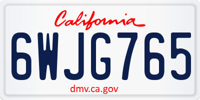 CA license plate 6WJG765