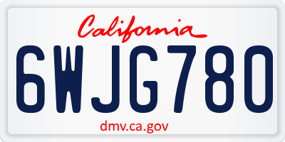 CA license plate 6WJG780