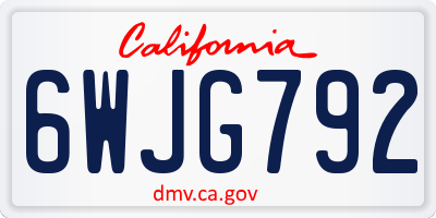 CA license plate 6WJG792
