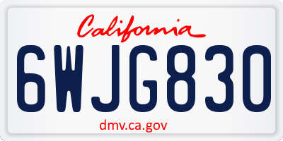 CA license plate 6WJG830