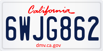 CA license plate 6WJG862