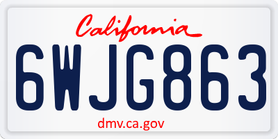 CA license plate 6WJG863