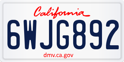 CA license plate 6WJG892