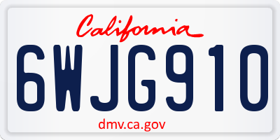 CA license plate 6WJG910