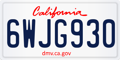 CA license plate 6WJG930