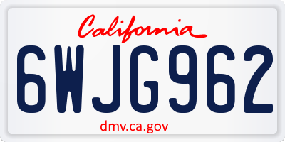 CA license plate 6WJG962