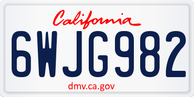 CA license plate 6WJG982