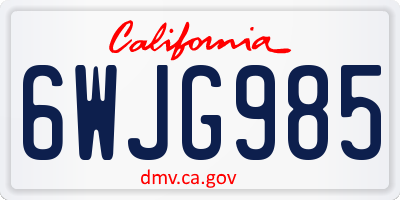 CA license plate 6WJG985
