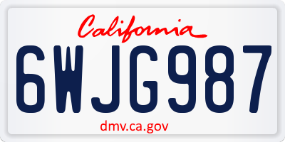 CA license plate 6WJG987