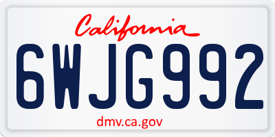 CA license plate 6WJG992