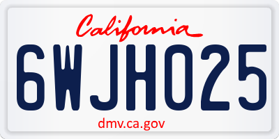 CA license plate 6WJH025