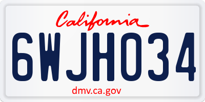 CA license plate 6WJH034