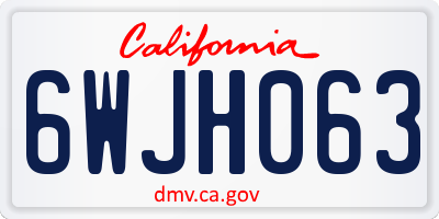 CA license plate 6WJH063