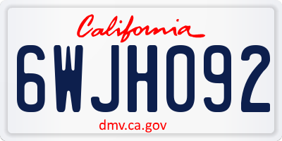 CA license plate 6WJH092
