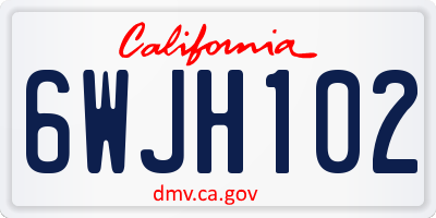CA license plate 6WJH102