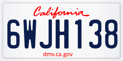 CA license plate 6WJH138