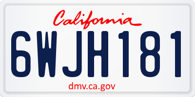 CA license plate 6WJH181