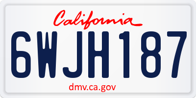 CA license plate 6WJH187