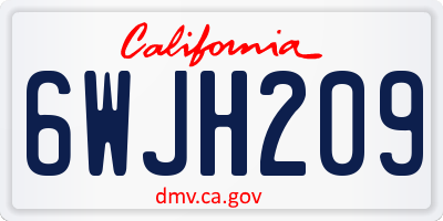 CA license plate 6WJH209