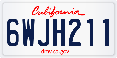 CA license plate 6WJH211
