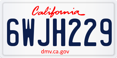 CA license plate 6WJH229