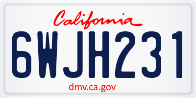 CA license plate 6WJH231