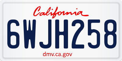 CA license plate 6WJH258