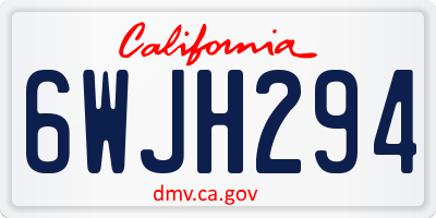 CA license plate 6WJH294