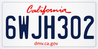 CA license plate 6WJH302