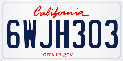 CA license plate 6WJH303