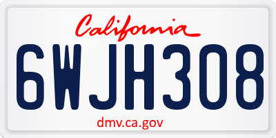 CA license plate 6WJH308