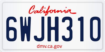CA license plate 6WJH310