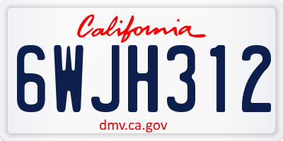 CA license plate 6WJH312