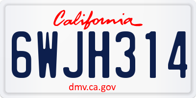 CA license plate 6WJH314