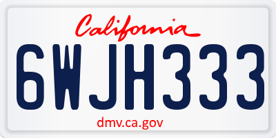 CA license plate 6WJH333