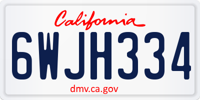 CA license plate 6WJH334