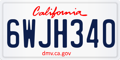 CA license plate 6WJH340
