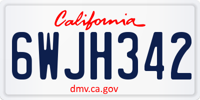 CA license plate 6WJH342