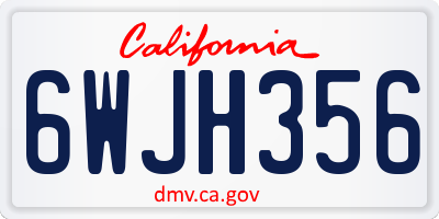CA license plate 6WJH356