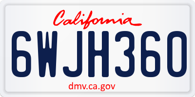 CA license plate 6WJH360
