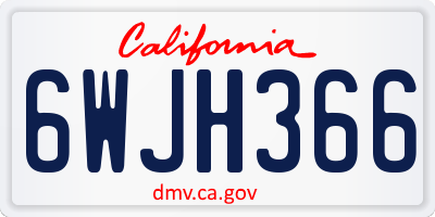 CA license plate 6WJH366