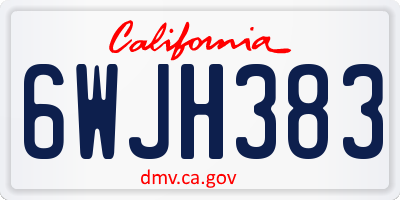CA license plate 6WJH383