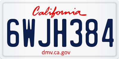 CA license plate 6WJH384