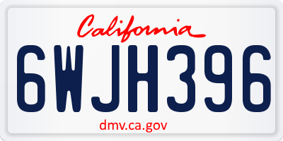 CA license plate 6WJH396